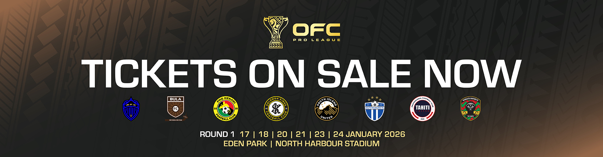 OFC Pro League Web Banner 1920X500px Tickets On Sale Now
